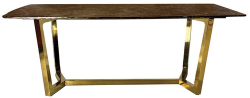Casa Padrino Luxus Esstisch Braun / Gold 200 x 100 x H. 75 cm - Esszimmer Tisch mit Kunstmarmor Tischplatte - Esszimmer M�bel - Luxus M�bel - Luxus Einrichtung