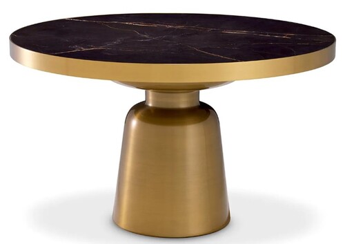 Casa Padrino Luxus Couchtisch schwarz / Antik Messingfarbig   79,5 x H. 47,5 cm - Runder Couchtisch - Luxus Wohnzimmer M�bel