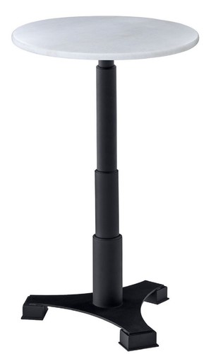 Casa Padrino Luxus Bartisch Wei� / Schwarz  60 x H. 110 cm - Stehtisch mit runder Marmorplatte - Bar M�bel