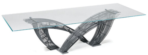 Casa Padrino Luxus Esstisch mit Glasplatte Grau - Verschiedene Gr��en - Made in Italy