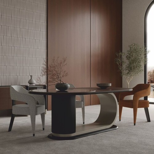 Casa Padrino Luxus Esszimmer Set Braun / Grau - 1 Esstisch und 6 St�hle - Hotel & Esszimmer M�bel