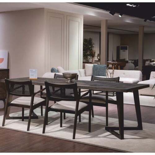 Casa Padrino Luxus Esszimmer Set Braun / Creme - 1 Esstisch und 6 Esszimmer St�hle - Luxus M�bel