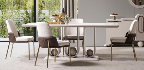 Casa Padrino Luxus Esszimmer Set - 1 Esstisch und 6 Esszimmer St�hle - Esszimmer M�bel