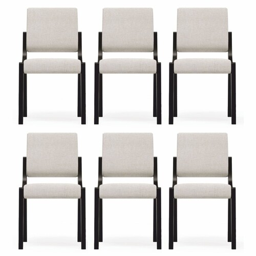 Casa Padrino Luxus Esszimmer Stuhl 6er Set Cremewei� / Schwarz - Hotel & Esszimmer M�bel