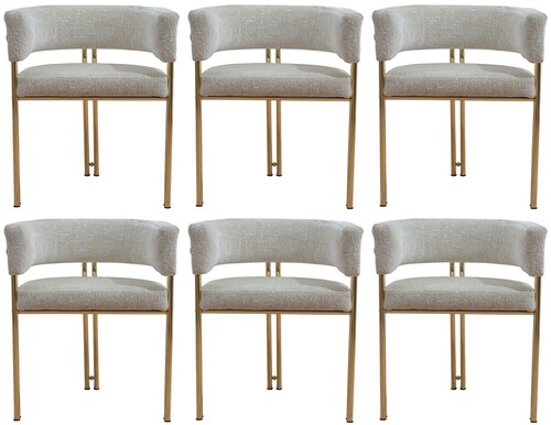 Casa Padrino Luxus Esszimmer Stuhl 6er Set mit Armlehnen Grau / Gold H. 74 cm