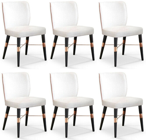 Casa Padrino Luxus Esszimmer Stuhl 6er Set Wei� / Schwarz / Kupfer 50 x 54 x H. 83 cm - Esszimmer M�bel - Restaurant M�bel - Hotel M�bel - Luxus M�bel - Luxus Kollektion