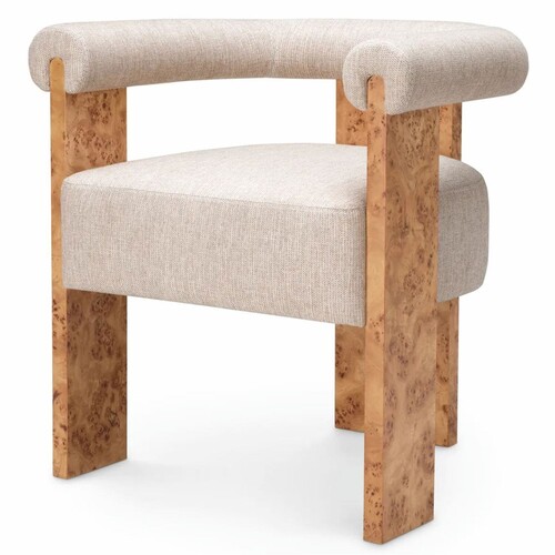 Casa Padrino Luxus Esszimmer Stuhl mit Armlehnen Naturfarben / Hellbraun