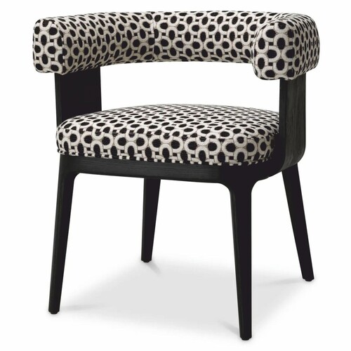 Casa Padrino Luxus Esszimmer Stuhl mit Armlehnen Wei� / Schwarz H. 73 cm - Esszimmer M�bel