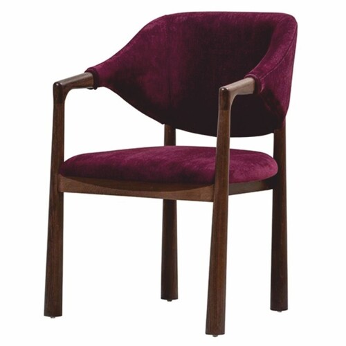 Casa Padrino Luxus Esszimmer Stuhl mit Armlehnen Lila / Dunkelbraun H. 87 cm