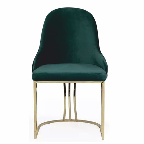 Casa Padrino Luxus Chesterfield Samt Esszimmer Stuhl mit Armlehnen Grn / Gold - Esszimmer Mbel