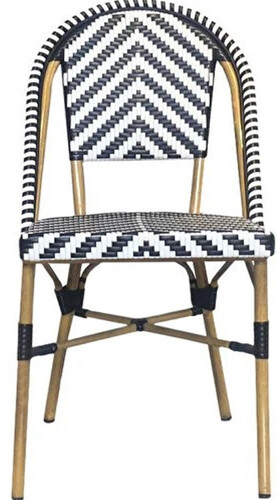 Casa Padrino Luxus Esszimmer Stuhl Wei� / Schwarz / Beige 49 x 46 x H. 91 cm - Luxus Rattan Garten Stuhl - Esszimmer M�bel - Garten M�bel - Rattan M�bel - Luxus M�bel