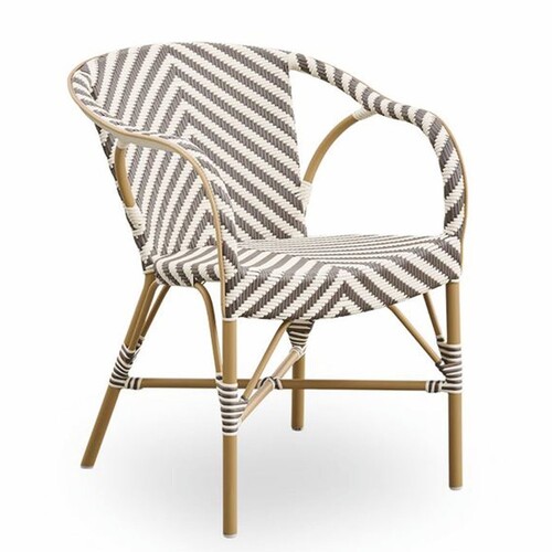 Casa Padrino Luxus Garten Stuhl mit Armlehnen Elfenbein / Braun / Beige - Garten M�bel