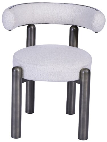 Casa Padrino Luxus Esszimmer Stuhl mit gebogener R�ckenlehne Wei� / Grau - Esszimmer M�bel