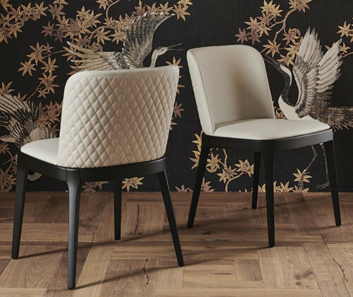 Casa Padrino Luxus Esszimmerstuhl 8er Set Cremefarben / Schwarz - 6 Esszimmerst�hle ohne Armlehnen & 2 Esszimmerst�hle mit Armlehnen - Luxus Esszimmer M�bel - Luxus Qualit�t - Made in Italy