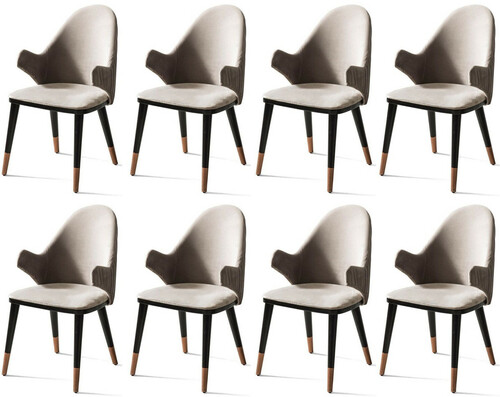 Casa Padrino Luxus Esszimmerstuhl 8er Set mit Armlehnen Grau / Schwarz / Kupfer 52 x 52 x H. 88 cm - Esszimmer M�bel - Restaurant M�bel - Esszimmer Einrichtung - Luxus M�bel - Luxus Einrichtung