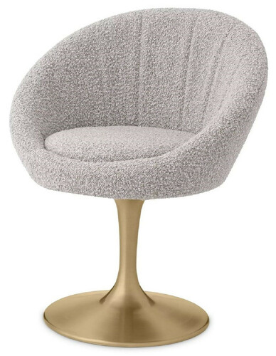 Casa Padrino Luxus Esszimmerstuhl Grau / Messing 67 x 57 x H. 78,5 cm - Drehstuhl im 60er Jahre Design - Esszimmer M�bel - Luxus M�bel - Luxus Einrichtung - Esszimmer Einrichtung