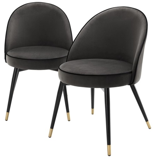 Casa Padrino Luxus Esszimmerstuhl Set Dunkelgrau / Schwarz / Messing 55 x 64 x H. 83 cm - Esszimmerm�bel - Luxus Kollektion