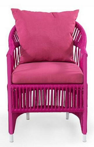 Casa Padrino Luxus Gartenstuhl mit Armlehnen Lila 56 x 56 x H. 82 cm - Handgewebter wetterbest�ndiger Esszimmerstuhl - Garten Terrassen Stuhl M�bel - Luxus Qualit�t