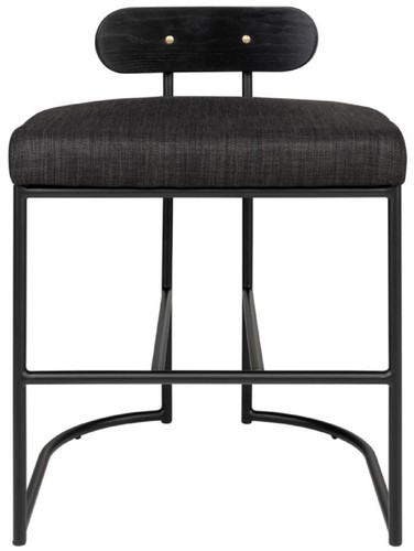 Casa Padrino Designer Esszimmerstuhl Schwarz 46 x 46 x H. 64,5 cm - Moderner K�chenstuhl mit pulverbeschichtetem Stahl - Luxus Esszimmerm�bel