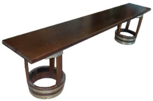 Casa Padrino Luxus Fass Sitzbank Dunkelbraun / Silber 200 x 34 x H. 49 cm - Handgefertigte Massivholz Bank - Garten Terrassen Gastronomie M�bel