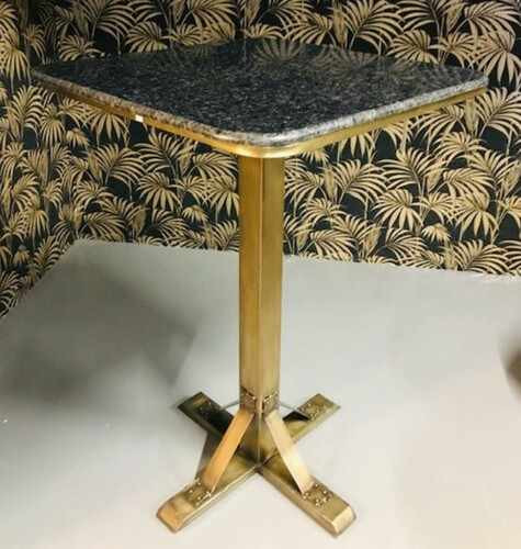 Casa Padrino Luxus Stehtisch Messingfarben / Schwarz 70 x 70 x H. 105 cm - Metall Bartisch mit Marmorplatte - Barm�bel - Gastronomie M�bel