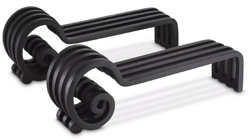 Casa Padrino Luxus Stahl Feuerbock Set Schwarz 48,5 x 11,5 x H. 17,5 cm - Kamin Zubeh�r - Luxus Qualit�t