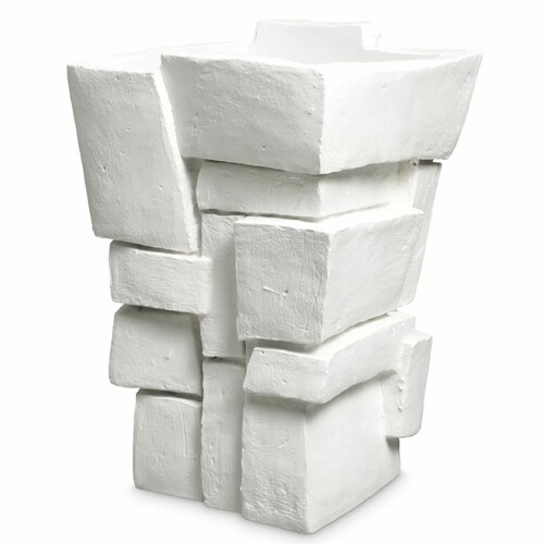 Casa Padrino Luxus Fiberglas Blumentopf Matt Wei� H. 63,5 cm - Luxus Qualit�t