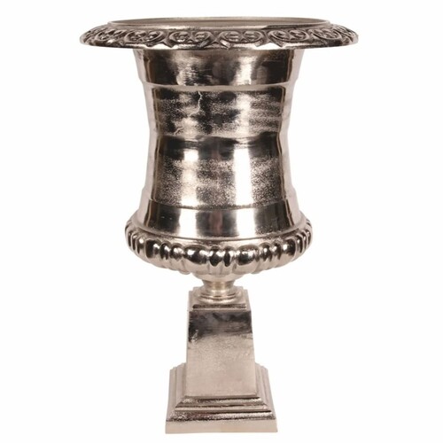 Casa Padrino Barock Aluminium Blumentopf Silber H. 71 cm - Barock Deko Accessoires