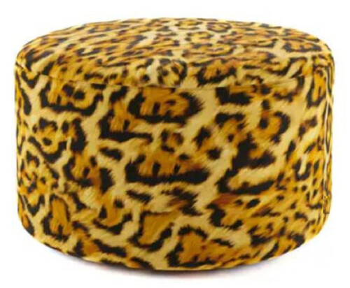 Casa Padrino Luxus Fu�hocker mit Leopard Muster  75 x H. 30 cm - Runder Samt Hocker - Wohnzimmer M�bel - Hotel M�bel - Luxus M�bel - Luxus Einrichtung