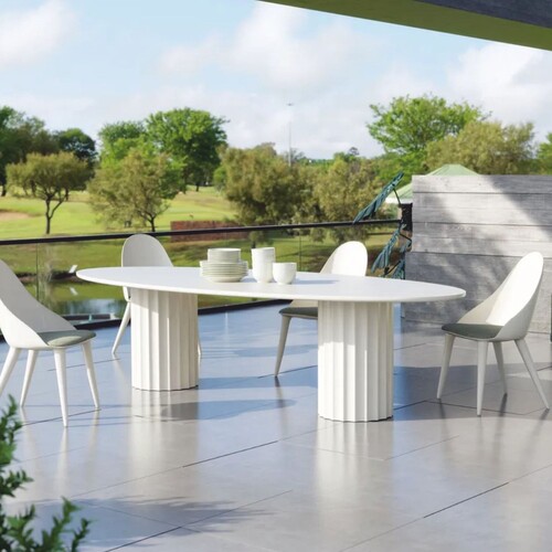 Casa Padrino Luxus Garten Esstisch Matt Wei� 300 cm - Luxus Garten M�bel