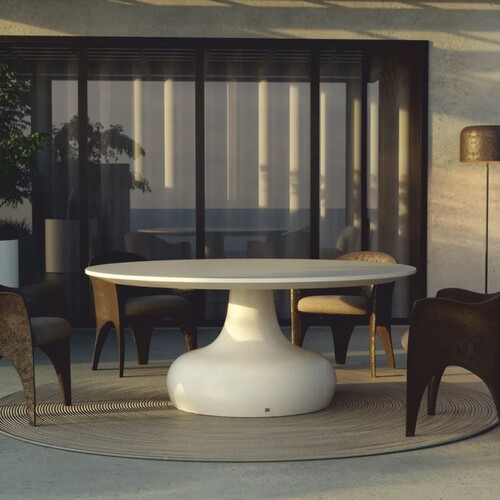 Casa Padrino Luxus Garten Esstisch Matt Wei�  180 cm - Luxus Garten M�bel