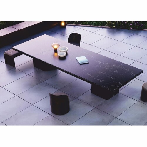 Casa Padrino Luxus Garten Esstisch Schwarz / Dunkelbraun 330 cm - Hotel & Garten M�bel