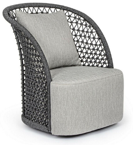 Casa Padrino Luxus Gartensessel mit Kissen Grau / Anthrazit 77 x 81 x H. 93 cm - Wetterbest�ndiger Garten & Terrassen Sessel - Garten & Terrassen M�bel - Luxus Qualit�t