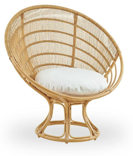 Casa Padrino Luxus Gartensessel Naturfarben / Wei� 100 x 74 x H. 102 cm - Wetterbest�ndiger Garten & Terrassen Sessel mit Sitzkissen - Garten & Terrassen M�bel - Luxus Qualit�t