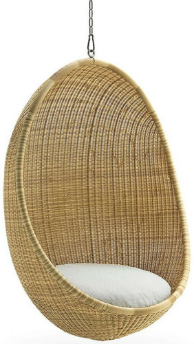 Casa Padrino Luxus Outdoor H�ngesessel Naturfarben / Hellgrau 85 x 72 x H. 120 cm - Wetterbest�ndiger Garten & Terrassen H�ngesessel in Eiform - Garten & Terrassen M�bel - Luxus Qualit�t