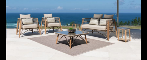 Casa Padrino Luxus Garten Lounge Set Beige 4-teilig 210 x 75 x H. 90 cm - Wetterfest und hochwertig verarbeitet - Moderne Garten M�bel - Luxus Qualit�t