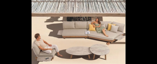 Casa Padrino Luxus Garten Lounge Set Beige 6-teilig 217 x 126 x H. 73 cm - Wetterfest und hochwertig verarbeitet - Moderne Garten M�bel - Luxus Qualit�t