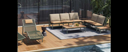 Casa Padrino Luxus Garten Lounge Set Grau / Beige 6-teilig 210 x 86 x H. 86 cm - Wetterfest und hochwertig verarbeitet - Moderne Garten M�bel - Luxus Qualit�t