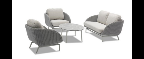 Casa Padrino Luxus Garten Lounge Set Grau / Wei� 4-teilig 205 x 85 x H. 78 cm - Wetterfest und hochwertig verarbeitet - Moderne Garten M�bel - Luxus Qualit�t