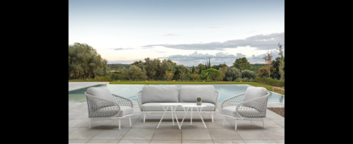Casa Padrino Luxus Garten Lounge Set Grau 5-teilig 204 x 86 x H. 85 cm - Wetterfest und hochwertig verarbeitet - Moderne Garten M�bel - Luxus Qualit�t