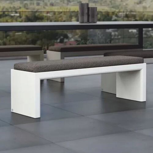 Casa Padrino Luxus Gartenbank Dunkelgrau / Matt Wei� 150 cm - Outdoor Garten Sitzbank