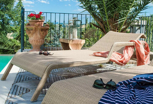 Casa Padrino Luxus Gartenliege Naturfarben 224 x 75 x H. 51 cm - Handgewebte Wetterbest�ndige Liege - Moderne Poolliege - Garten M�bel - Hotel M�bel