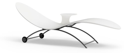 Casa Padrino Luxus Gartenliege Matt Wei� / Anthrazitgrau 205 cm