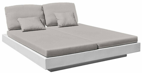 Casa Padrino Luxus Doppel Gartenliege Grau / Matt Wei� 200 x 175 x H. 60 cm - Moderne Wetterbest�ndige Liege - Poolliege - Garten Hotel Pool M�bel - Luxus Qualit�t