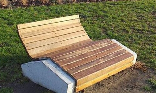 Casa Padrino Parkliege - Gartenliege Naturfarben / Grau 120 cm - Outdoor & Park M�bel