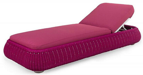 Casa Padrino Luxus Gartenliege Lila 205 x 87 x H. 27 cm - Handgewebte Wetterbest�ndige Liege - Moderne Poolliege - Garten M�bel - Hotel M�bel