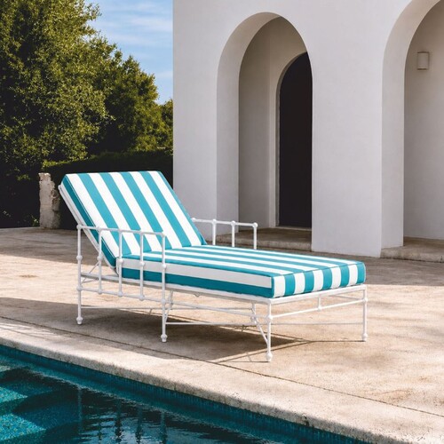 Casa Padrino Luxus Gartenliege mit Armlehnen Wei� / T�rkis 190 cm - Hotel & Garten M�bel VPP