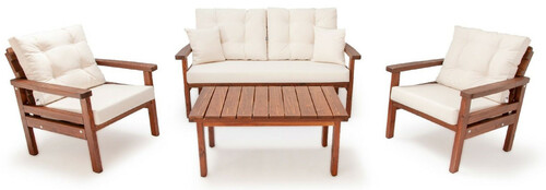 Casa Padrino Luxus Gartenm�bel Set Beige / Dunkelbraun - 1 Garten Sofa & 2 Garten Sessel & 1 Garten Couchtisch - Garten M�bel - Terrassen M�bel - Luxus M�bel