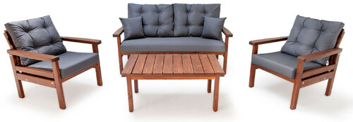 Casa Padrino Luxus Gartenm�bel Set Anthrazit / Dunkelbraun - 1 Garten Sofa & 2 Garten Sessel & 1 Garten Couchtisch - Garten M�bel - Terrassen M�bel - Luxus M�bel