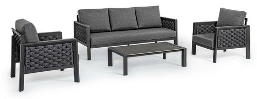 Casa Padrino Luxus Gartenm�bel Set Anthrazit - 1 Gartensofa & 2 Gartensessel & 1 Gartentisch - Moderne Luxus Garten & Terrassen M�bel - Luxus Qualit�t